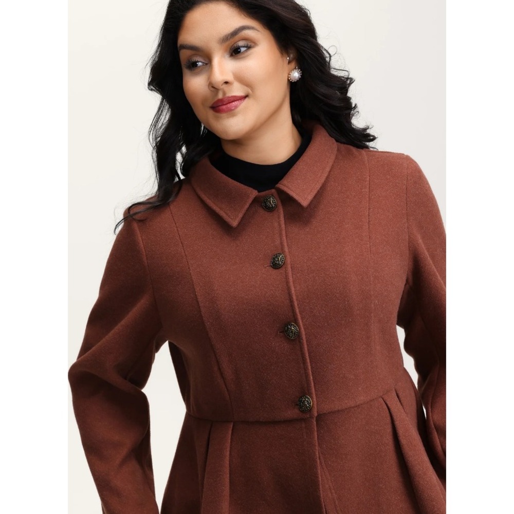 BloomChic Pleated Curvy Hem Button Blazer Rust Brown Plus Size 3X 22-24 NEW